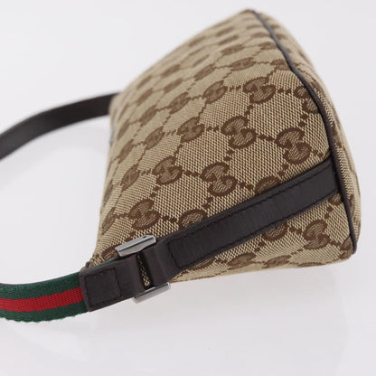 Gucci Web Boat Pochette GG Canvas and Leather, Beige, Canvas, Handbag