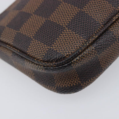 Louis Vuitton Pochette Accessoires Damier Ebene, Brown, Canvas, Clutch