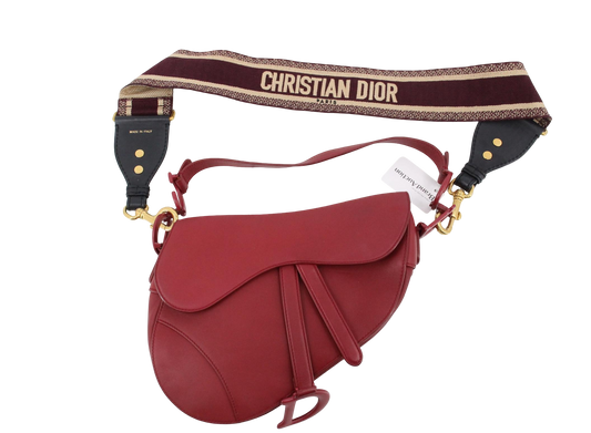 Christian Dior Saddle Crossbody Bag Leather, RED, LEATHER, Crossbody bag