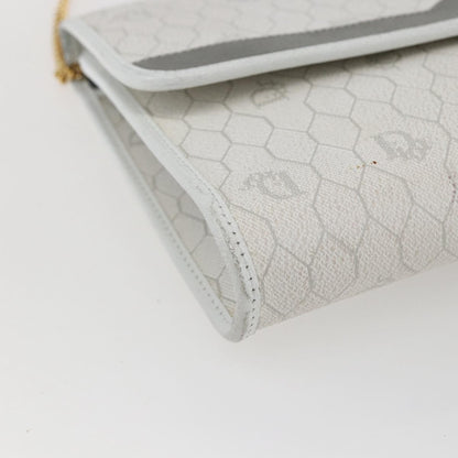 Christian Dior Vintage Honeycomb Canvas, White, Canvas, Shoulder Bag