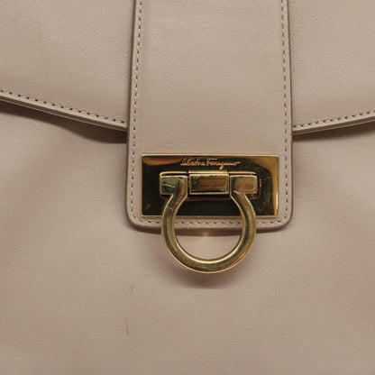 Salvatore Ferragamo Chain Gancini Jacquard with Studded Leather, Beige, Leather, Shoulder Bag
