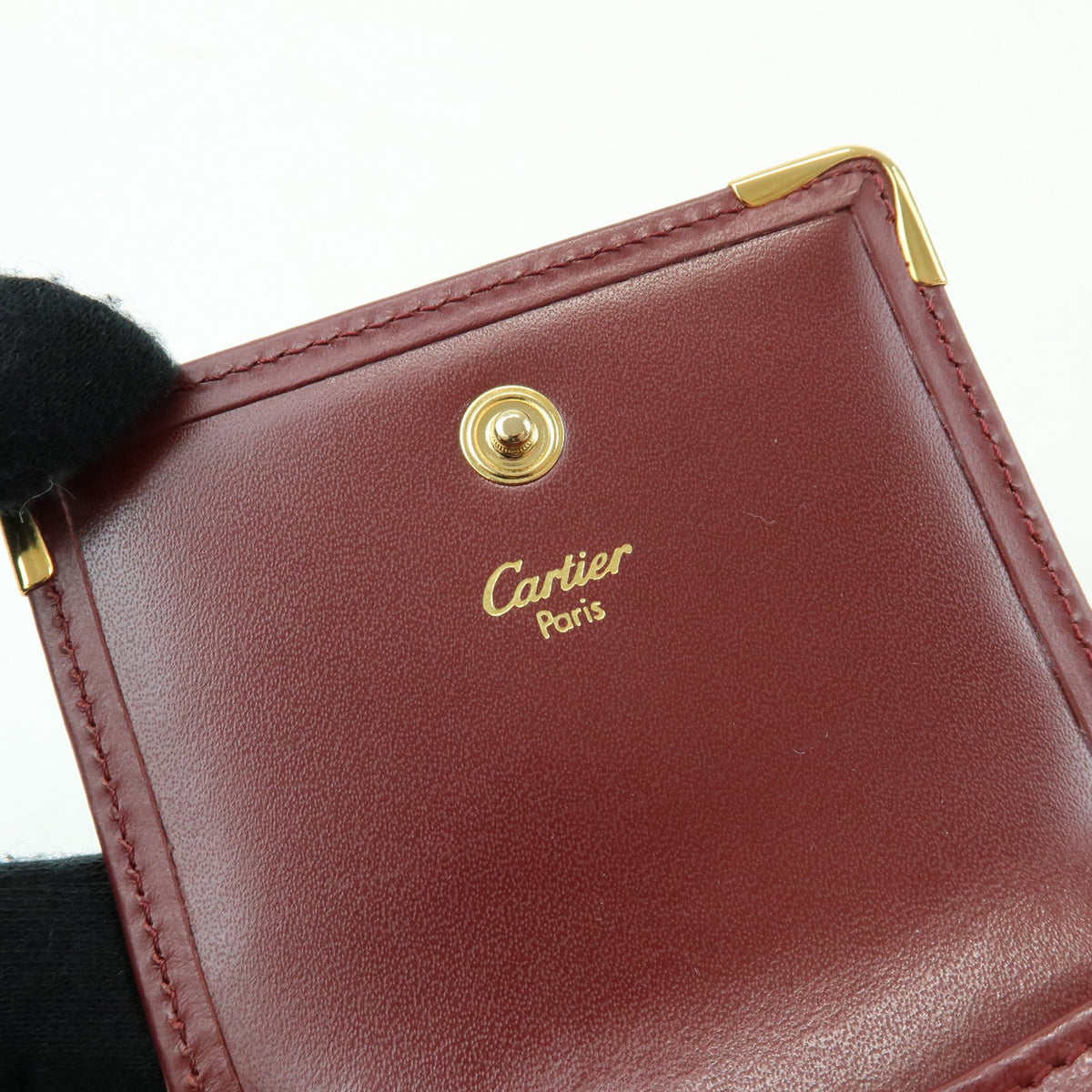 Cartier Coin Purse Must de Cartier Leather, Burgundy, Leather, Wallet