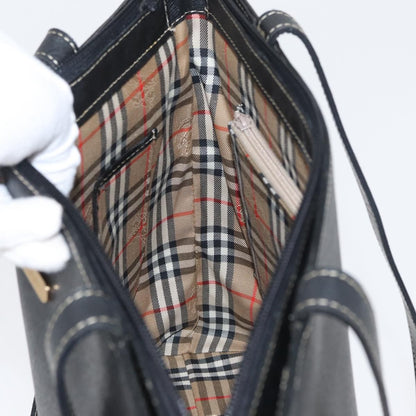 Burberry Vintage Vintage Check Coated Canvas, Black, Leather, Tote Bag