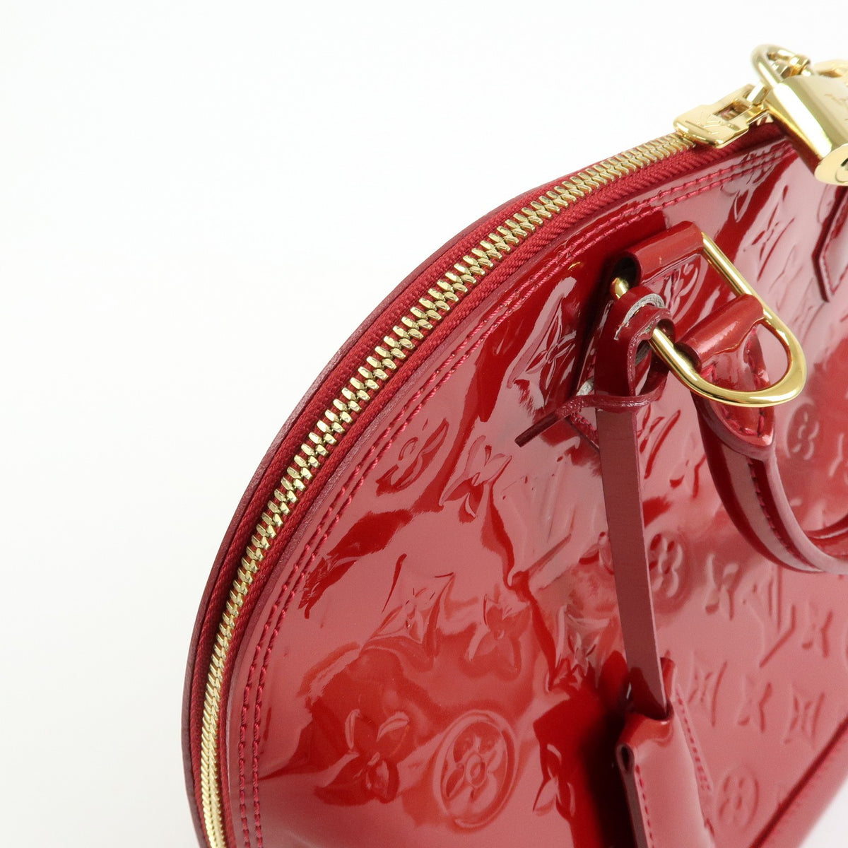 Louis Vuitton Alma Monogram Vernis, Red, Patent Leather, Handbag