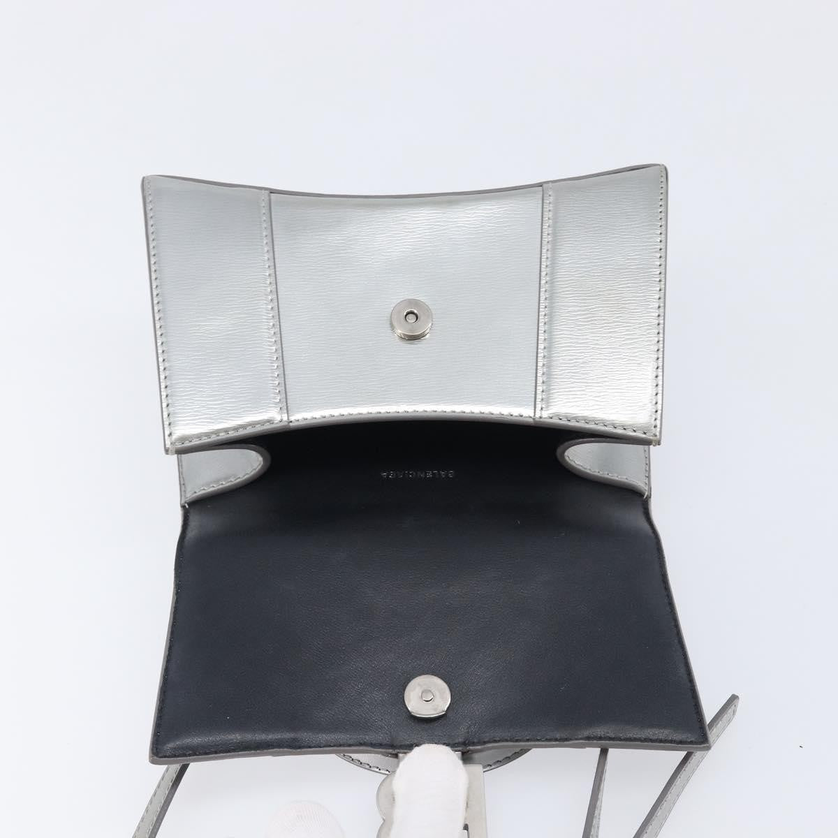 Balenciaga Hourglass Top Handle Leather, Silver, Leather, Handbag