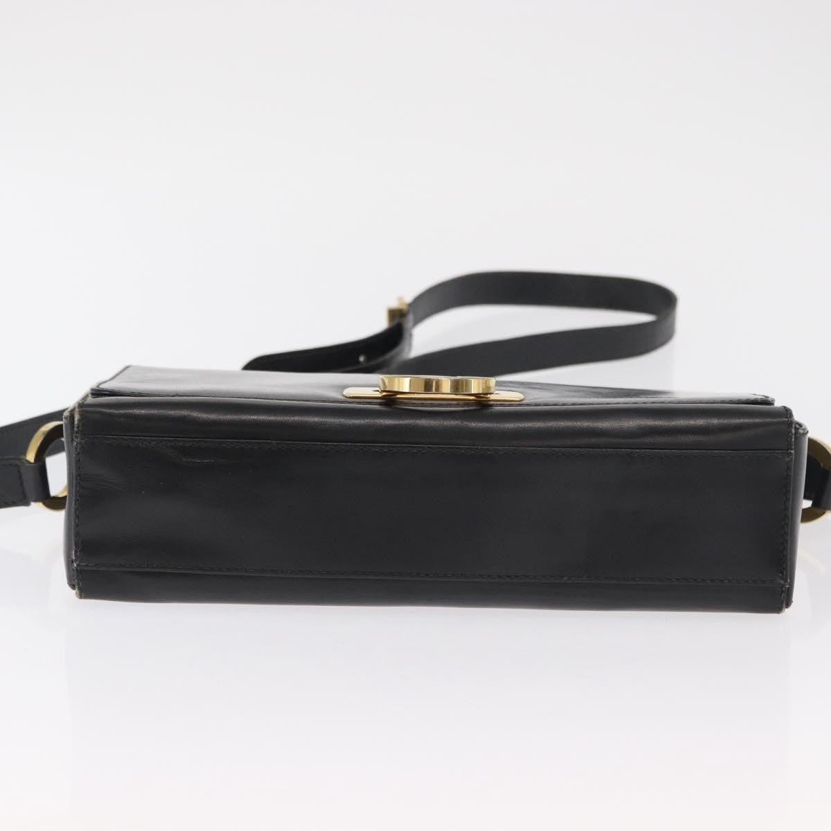 Salvatore Ferragamo Vintage Gancini Flap Leather, Black, Leather, Shoulder Bag