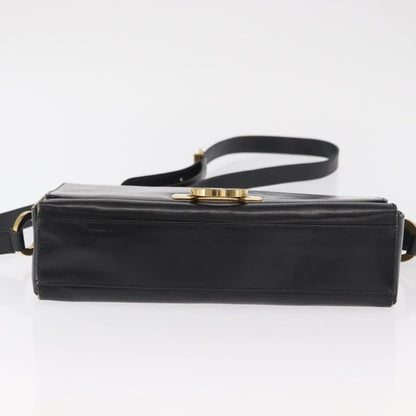 Salvatore Ferragamo Vintage Gancini Flap Leather, Black, Leather, Shoulder Bag