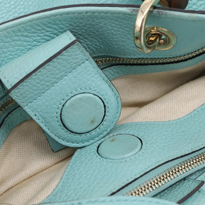 Gucci Bamboo Shopper Leather, Blue, Leather, Tote Bag