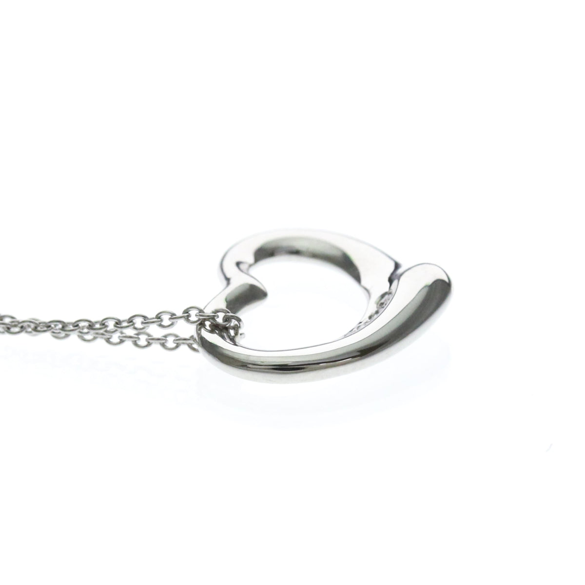 Tiffany & Co. Elsa Peretti Open Heart 5 Diamonds Pendant Platinum and Diamonds, Silver, Platinum, Necklace