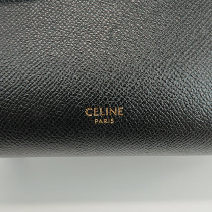 Celine Belt Textured Leather, Black, Leather, Handbag