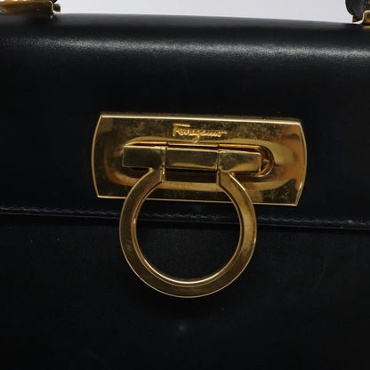 Salvatore Ferragamo Convertible Top Handle Leather, Black, Leather, Handbag