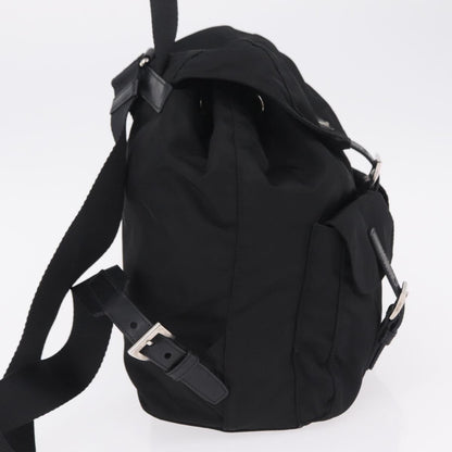 Prada Double Pocket Backpack Chain Re-Nylon, Black, Nylon, Shoulder Bag