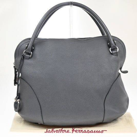 Salvatore Ferragamo Bonaria Satchel Leather, Gray, Leather, Handbag