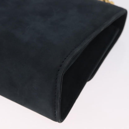 Salvatore Ferragamo Gancini Flap Suede, Navy, Suede, Shoulder Bag