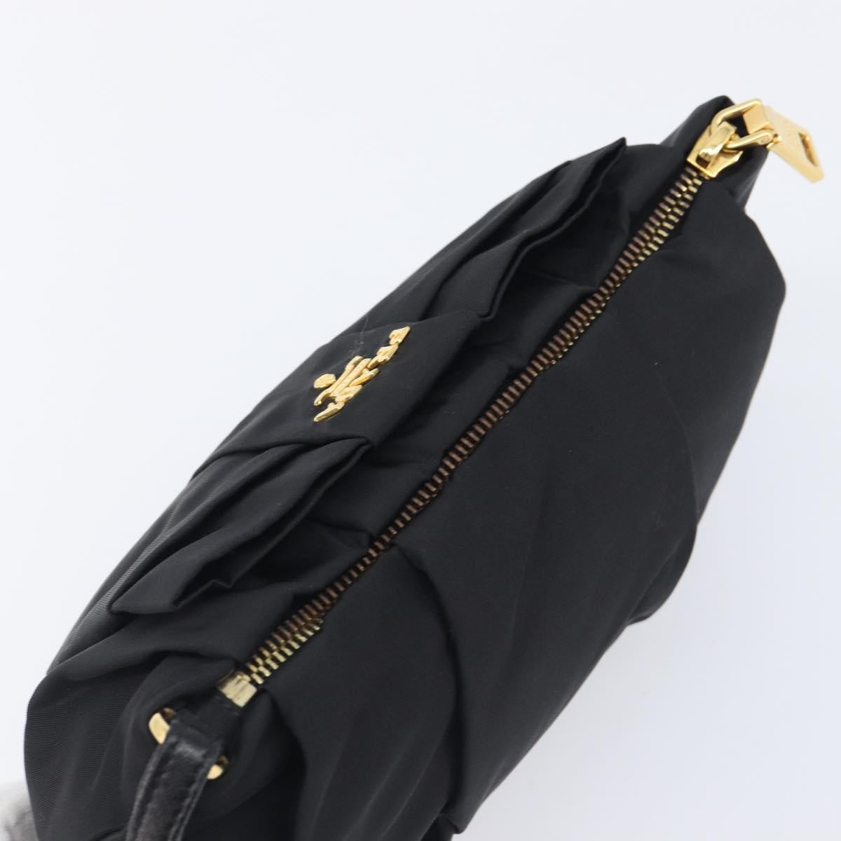 Prada Bow Wristlet Tessuto, Black, Nylon, Clutch