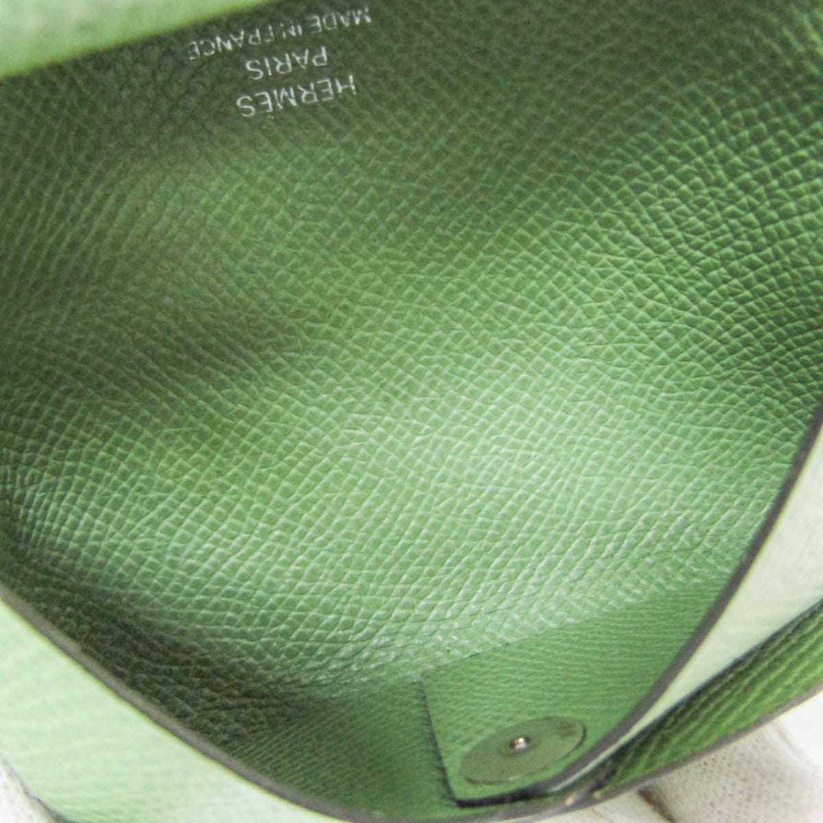 Hermes Calvi Duo Card Holder Epsom, Green, Leather, Card Holder