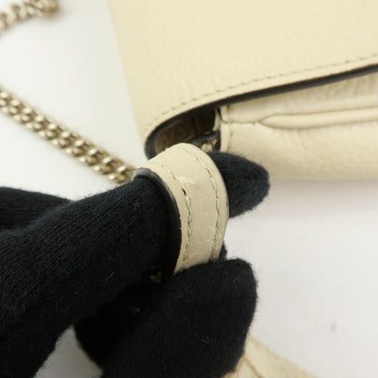 Gucci Soho Chain Leather, White, Leather, Crossbody Bag