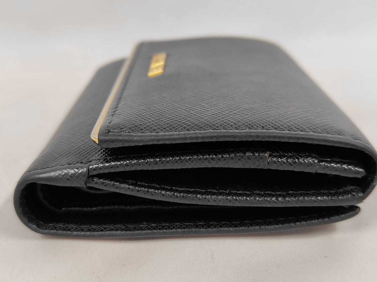 Prada Saffiano bifold Leather, Black, Leather, Wallet