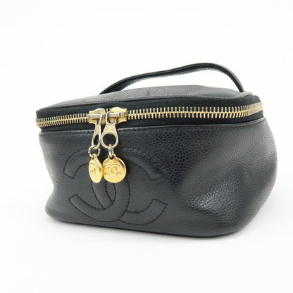 Chanel Vintage Timeless Cosmetic Case Caviar, Black, Leather, Clutch