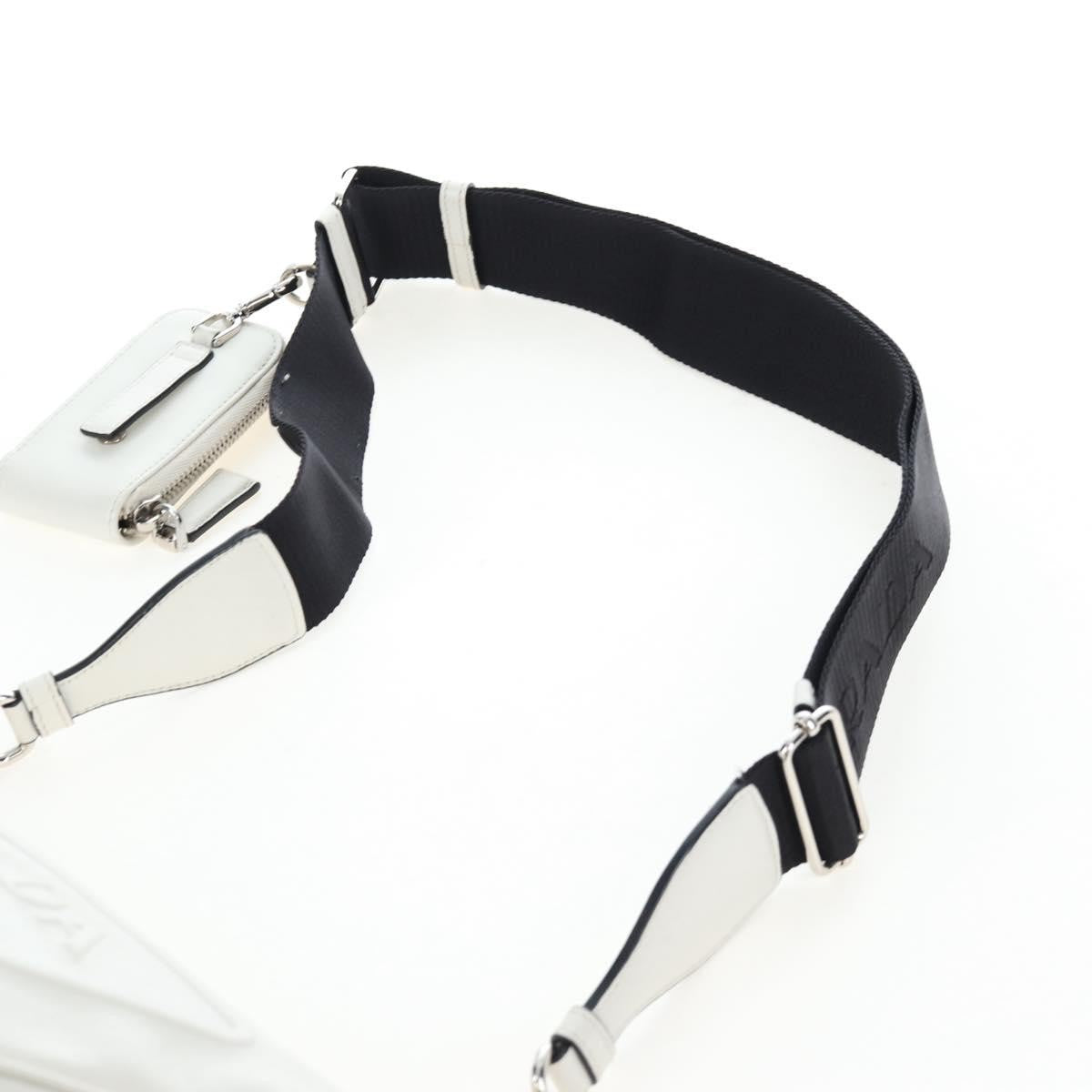 Prada Triangle Logo Wristlet Embossed Leather, White, Leather, Clutch