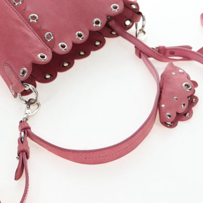 Miu Miu Convertible Bucket Leather with Applique, Pink, Suede, Handbag