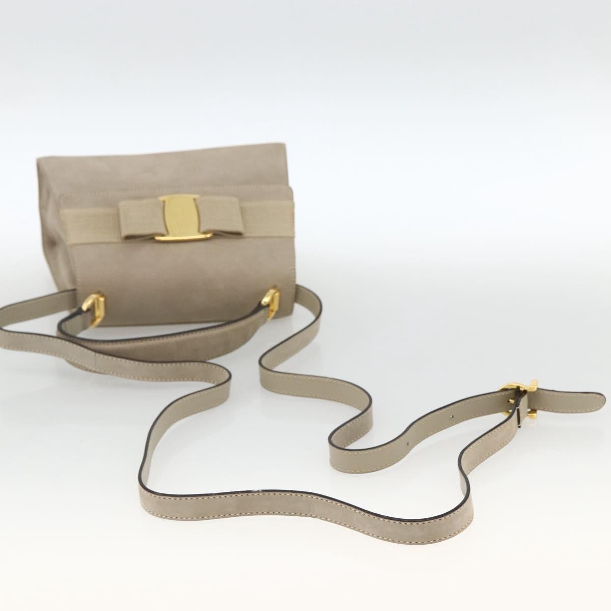 Salvatore Ferragamo Convertible Vara Bow Tote Suede, Beige, Suede, Handbag