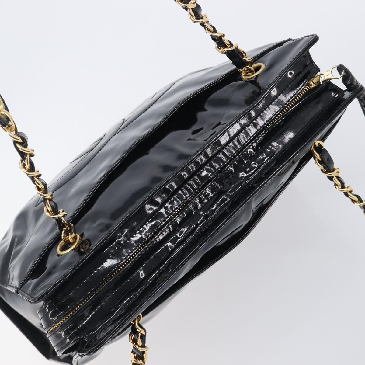 Chanel Coco Mark Patent Leather, Black, Patent Leather, Shoulder Bag