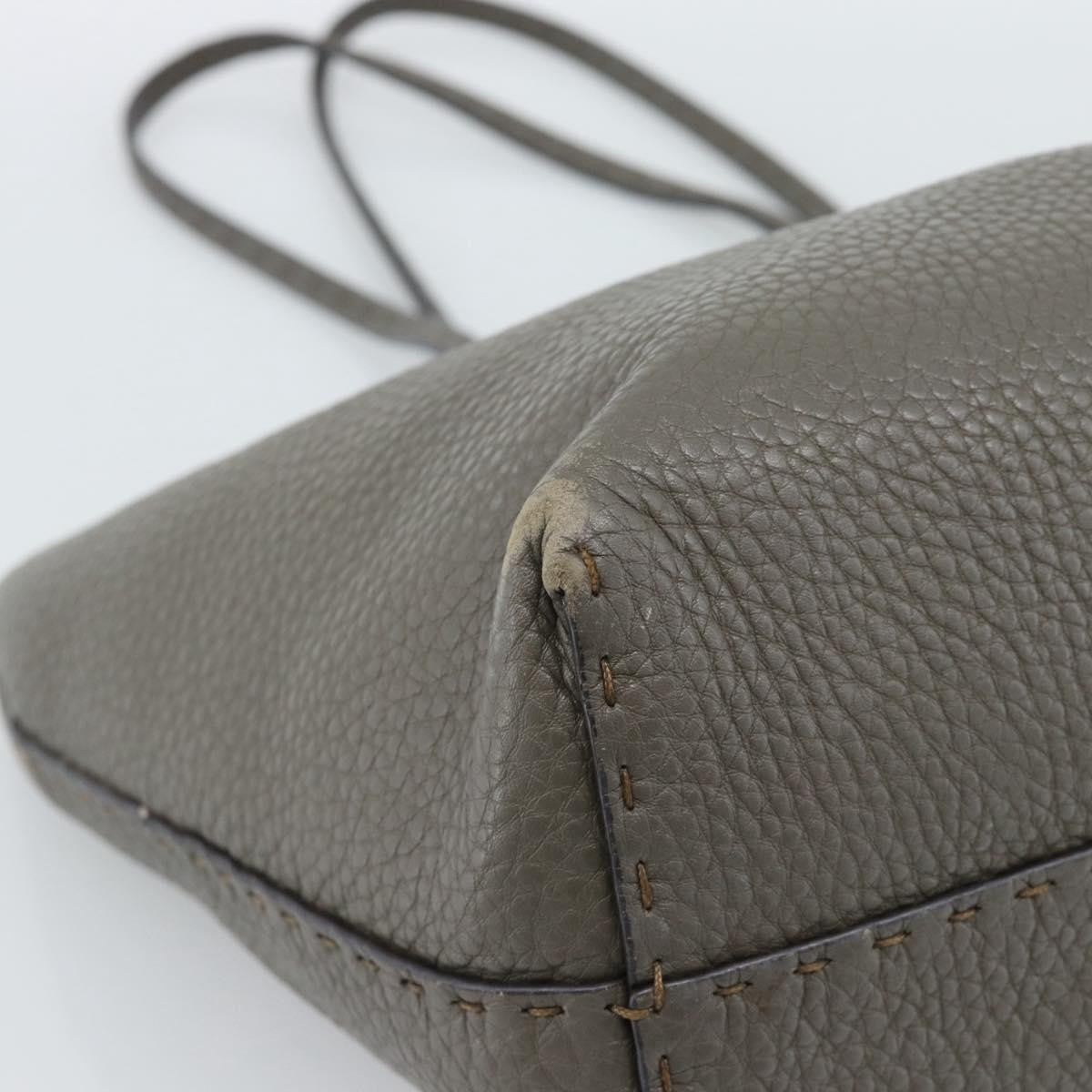 Fendi Selleria Carla Leather, Gray, Leather, Tote Bag