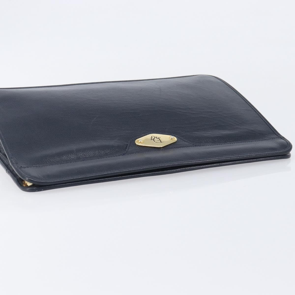 Christian Dior Homme Logo Clutch Leather, Navy, Leather, Clutch