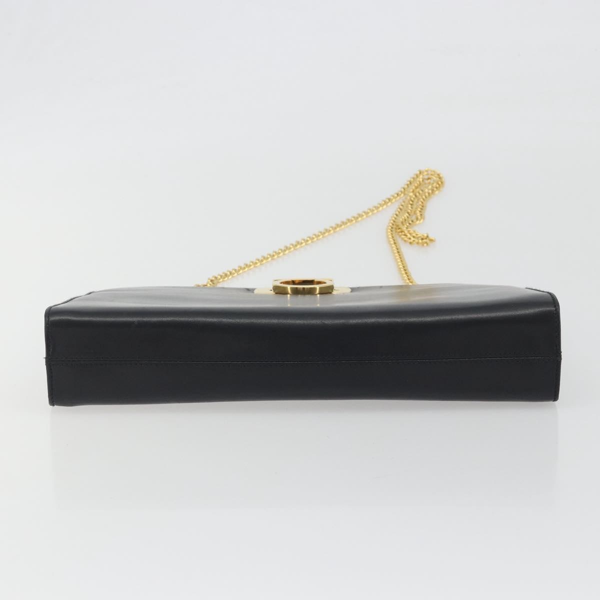 Salvatore Ferragamo Vintage Gancini Chain Leather, Black, Leather, Shoulder Bag