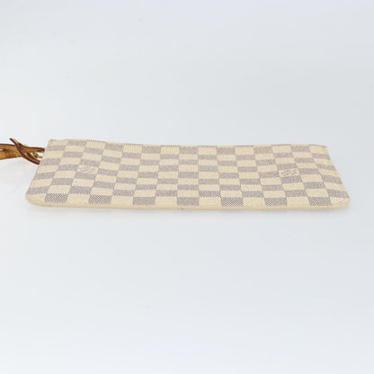 Louis Vuitton Neverfull Pochette Damier, White, Canvas, Clutch