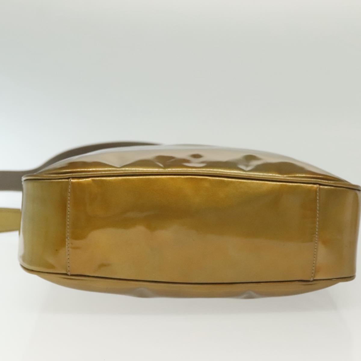 Gucci Vintage Bamboo Handle Open Hobo Leather, Gold, Patent Leather, Shoulder Bag