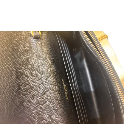 Saint Laurent Cassandre envelope Leather, Black, Leather, Crossbody Bag