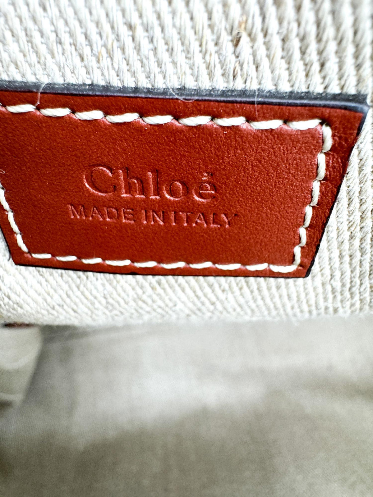 Chloe Woody Canvas with Leather, Brown, Canvas, Tote Bag