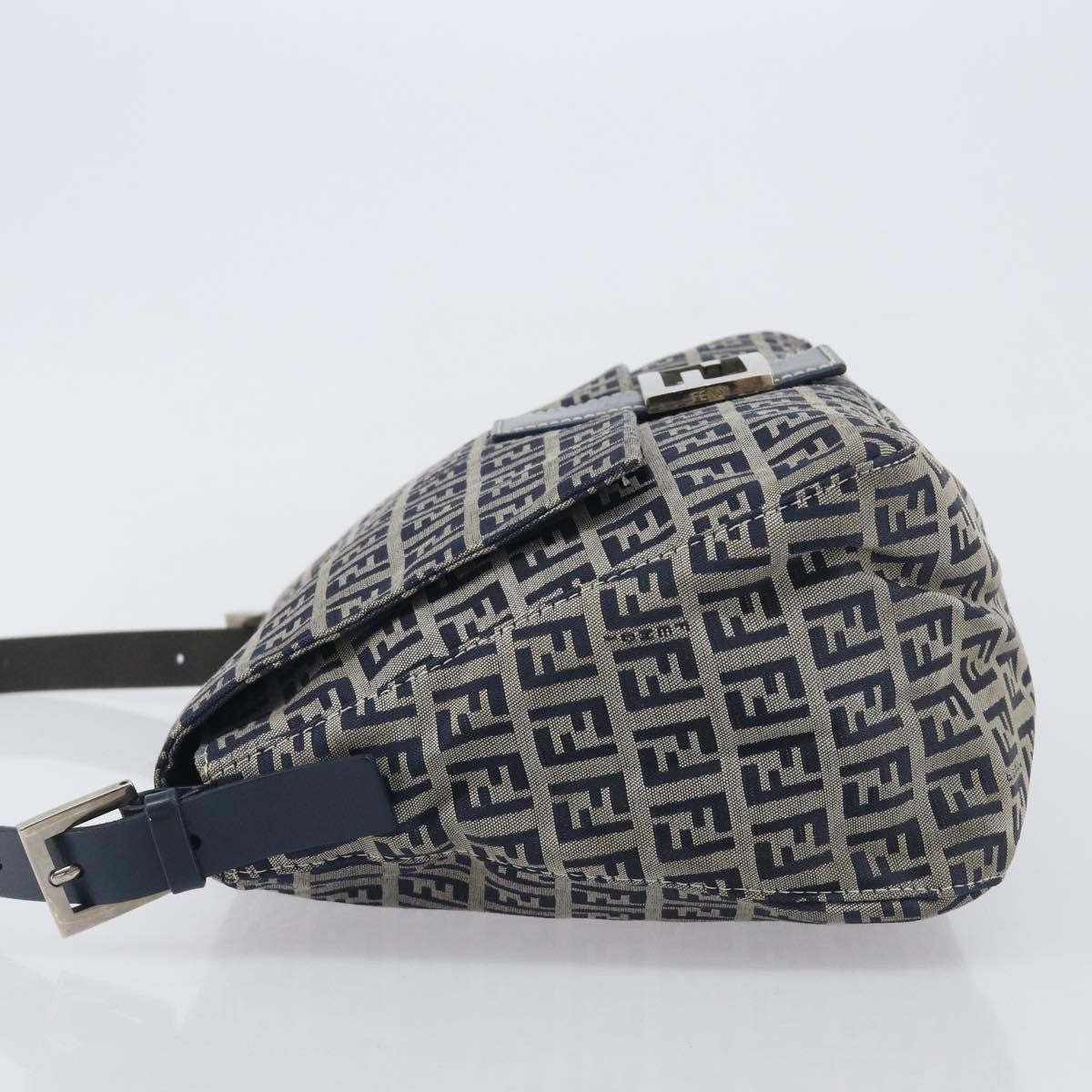 Fendi Zucchino Mamma Baguette Canvas, Navy, Canvas, Shoulder Bag