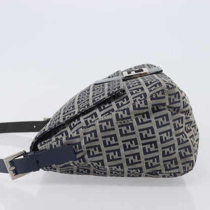 Fendi Zucchino Mamma Baguette Canvas, Navy, Canvas, Shoulder Bag