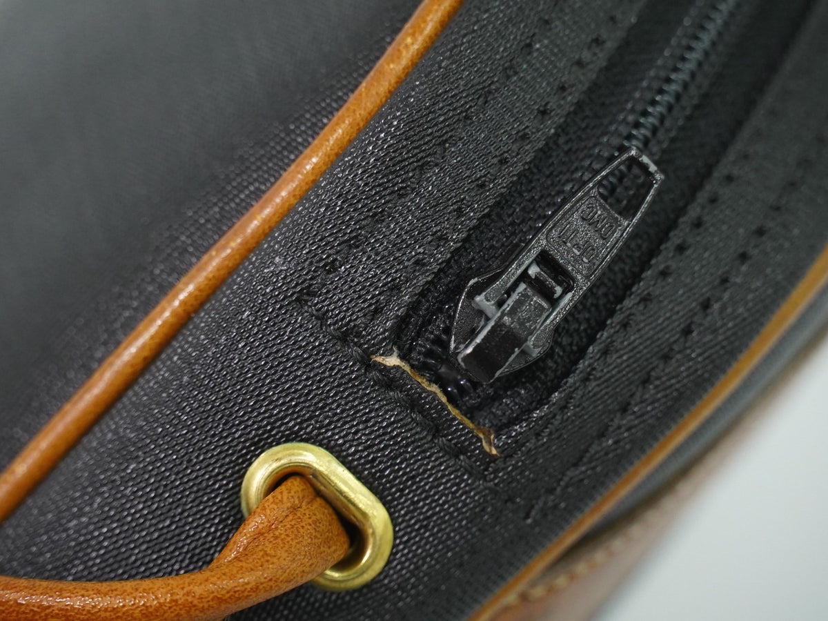 Christian Dior CD Shoulder bag Canvas and Leather, Navy, Canvas, Shoulder Bag