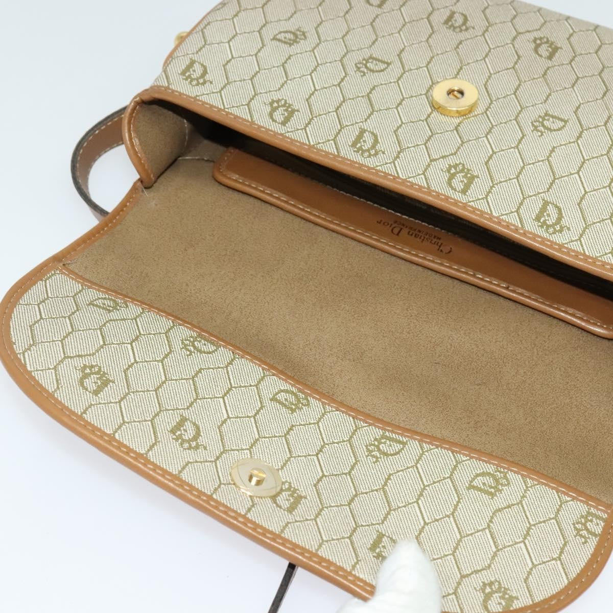 Christian Dior Vintage Honeycomb Canvas, Beige, Canvas, Shoulder Bag