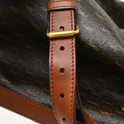 Saint Laurent Vintage Classic Monogram Drawstring Bucket Canvas, Brown, Canvas, Shoulder Bag