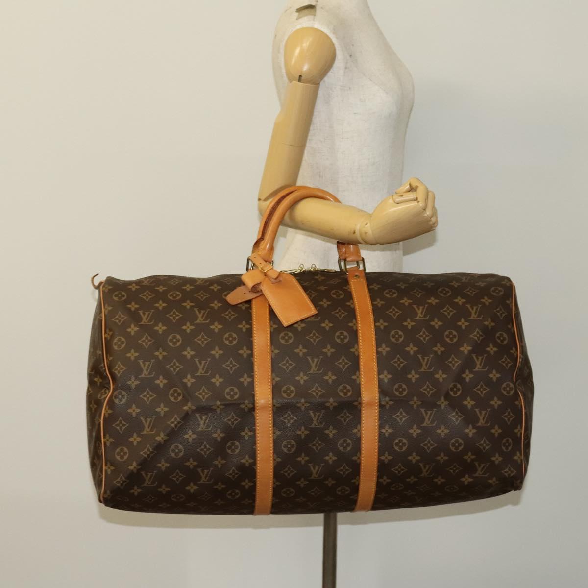Louis Vuitton Keepall Bandouliere Bag Monogram Canvas, BROWN, CANVAS, Travel bag