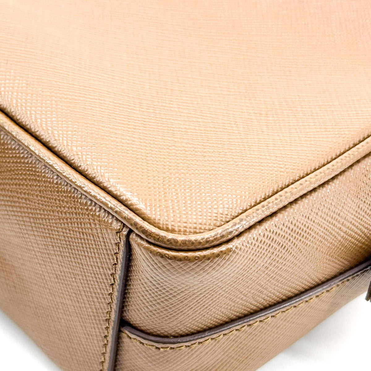 Prada Pushlock Pocket Camera Saffiano Leather, Brown, Leather, Handbag