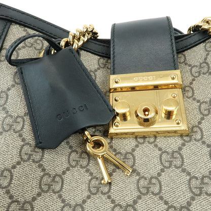 Gucci Padlock Chain GG Coated Canvas with Leather, Beige, Canvas, Tote Bag