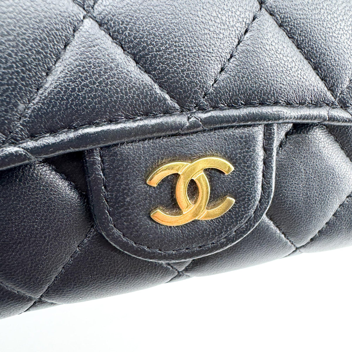 Chanel Classic Flap Card Holder Quilted Caviar, Black, Leather, Card Holder