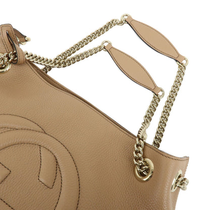 Gucci Soho Chain Strap Leather, Beige, Leather, Shoulder Bag