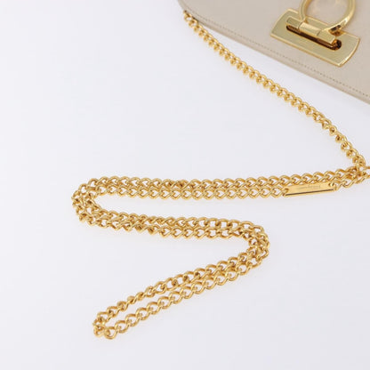 Salvatore Ferragamo Vintage Gancini Chain Leather, White, Leather, Shoulder Bag