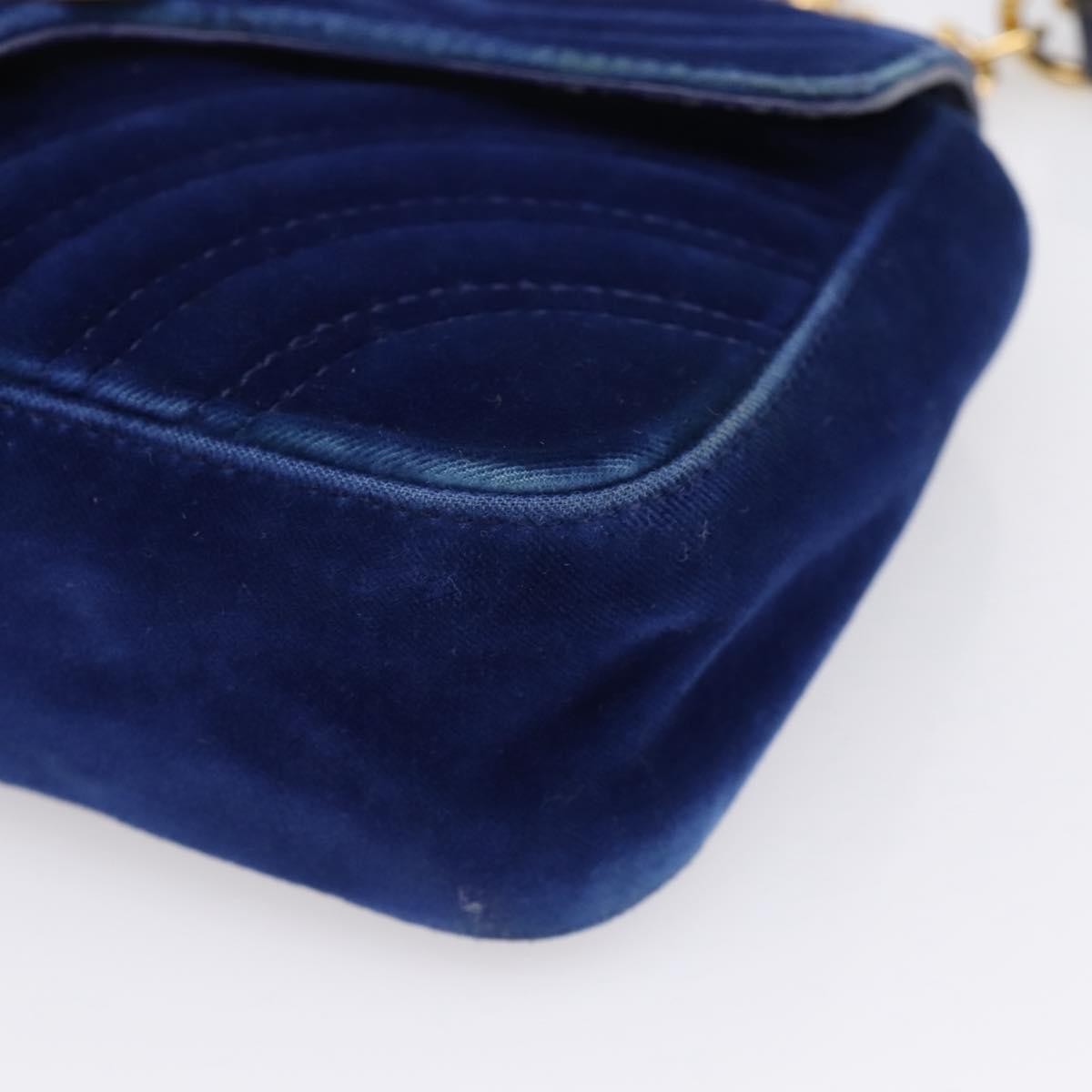 Gucci GG Marmont Matelassé Velvet, Blue, Velvet, Shoulder Bag