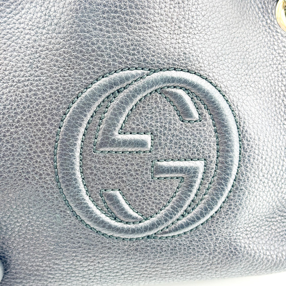 Gucci Soho Chain Strap Leather, Black, Leather, Shoulder Bag