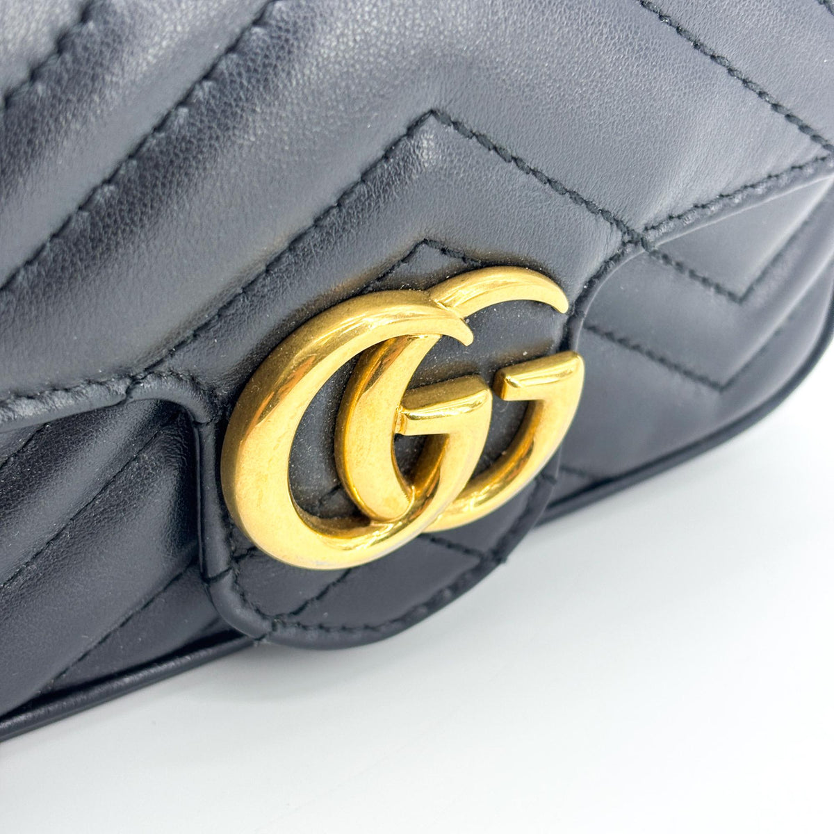 Gucci GG Marmont Flap Matelasse Leather, Black, Leather, Handbag