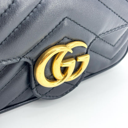 Gucci GG Marmont Flap Matelasse Leather, Black, Leather, Handbag