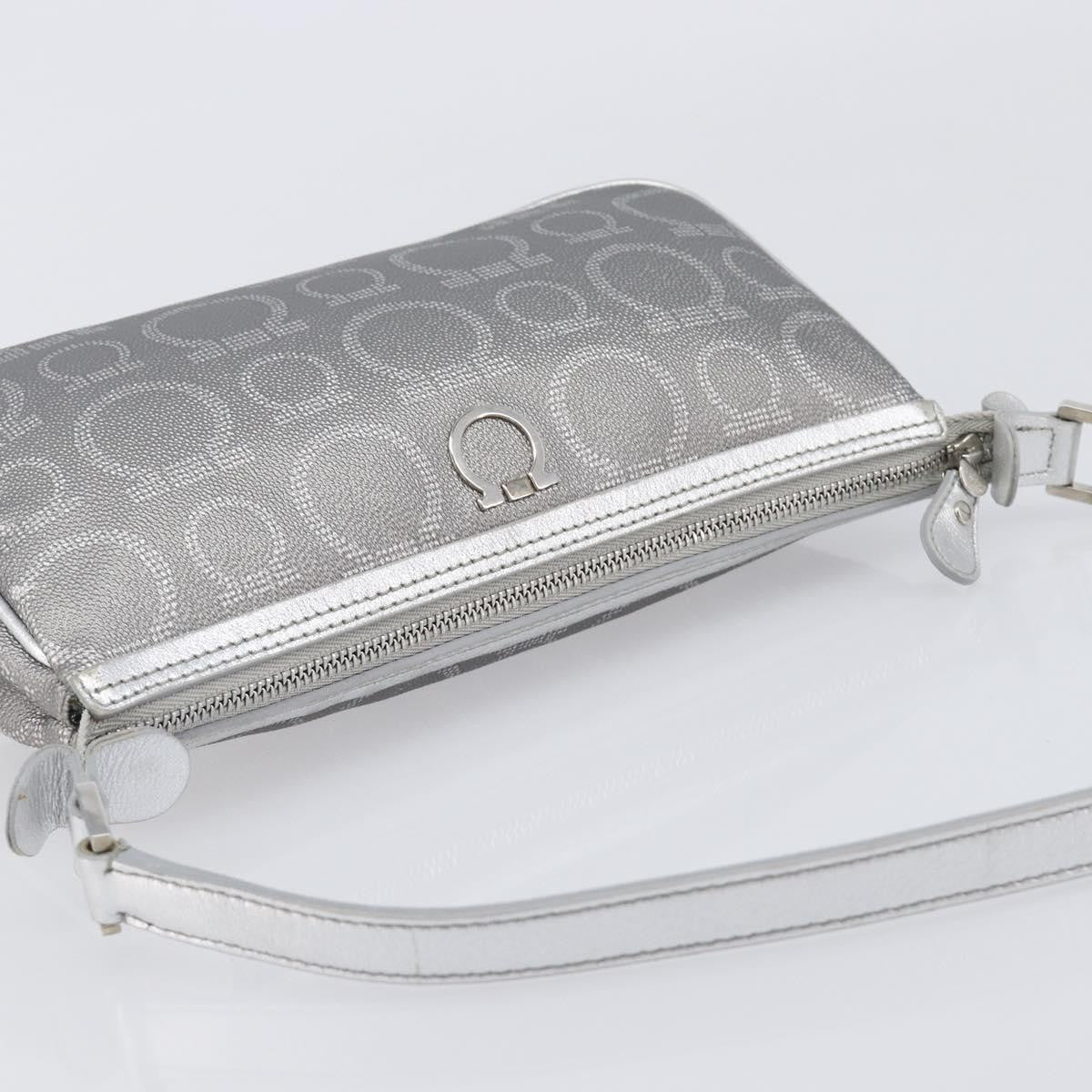 Salvatore Ferragamo Gancini Leather, Silver, Leather, Crossbody Bag